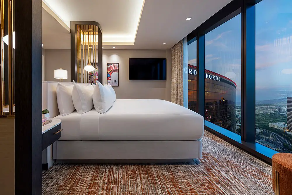 Una habitación con vista al Strip de Las Vegas desde Las Vegas Hilton at Resorts World Las Vegas megaresort